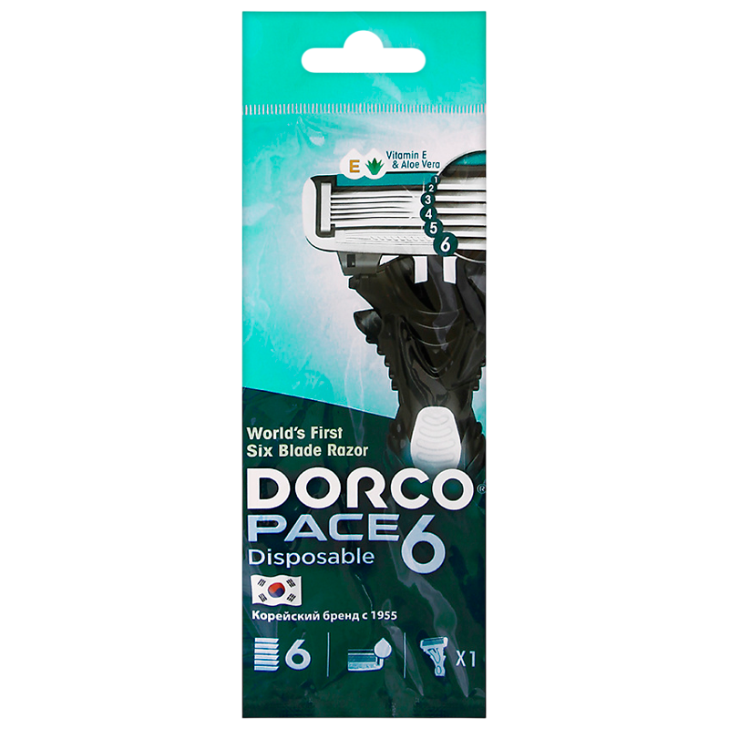 Бритва DORCO PACE6 6 лезвий пластиковая ручка 1шт. (1/10/60)