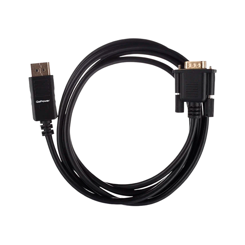 Кабель GoPower DisplayPort (m)-VGA (m) 1.8м ПВХ черный Premium Zip-Lock c подвесом (1/100)