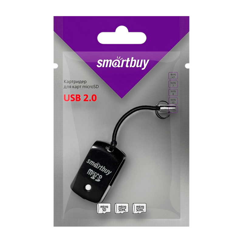 Картридер Smartbuy 706 USB2.0 microSD черный (1/20)