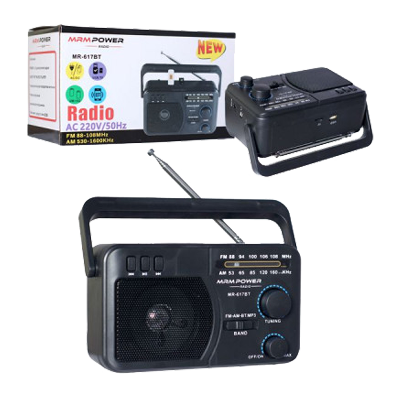 Радиоприемник MRM-Power MR-617BT пластик SD/microSD Jack3.5 bluetooth 5.0 черный (1/40)