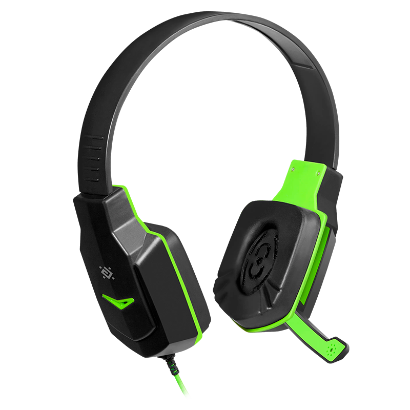 Наушники полноразмерные Defender G-320 Warhead с микр. игровые черный зеленый (1/20)