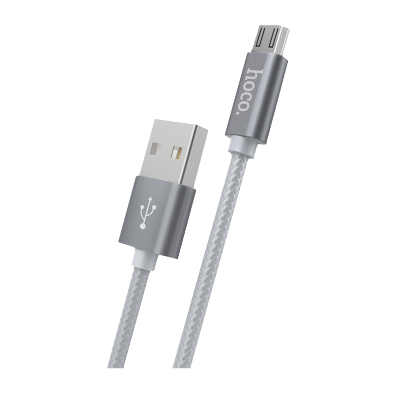 Кабель HOCO X2 USB (m)-microUSB (m) 1.0м 2.1A нейлон серый (1/30/300)