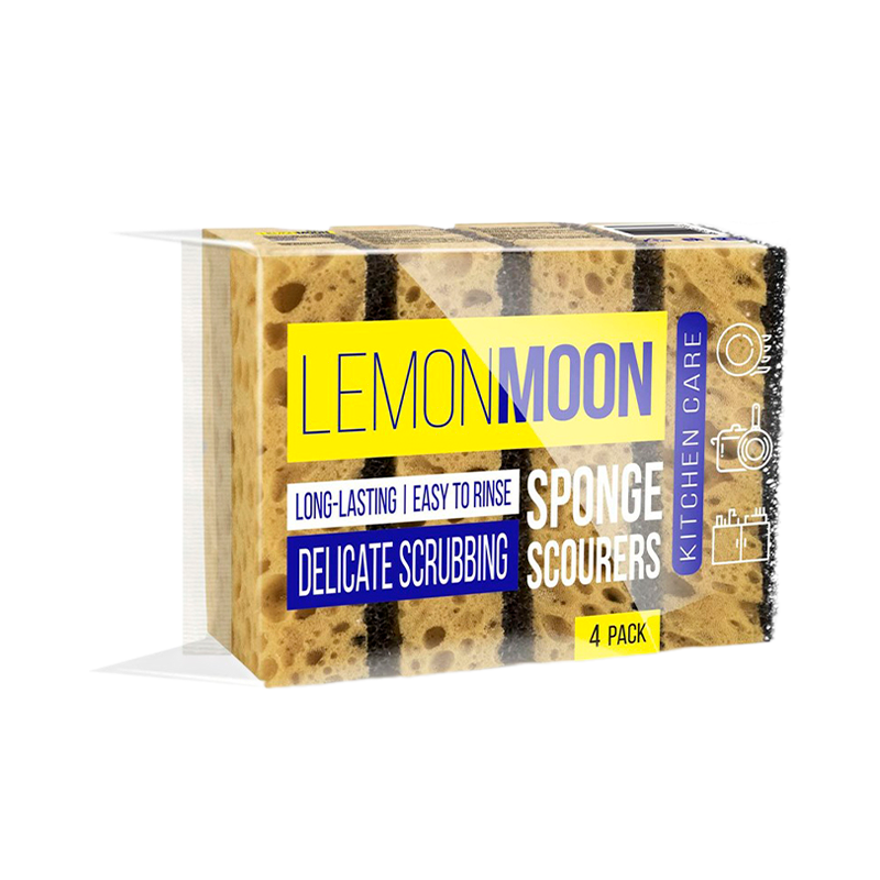 Губка Lemon Moon для посуды 96х64х33 ретикулированная 4 шт (1/72)