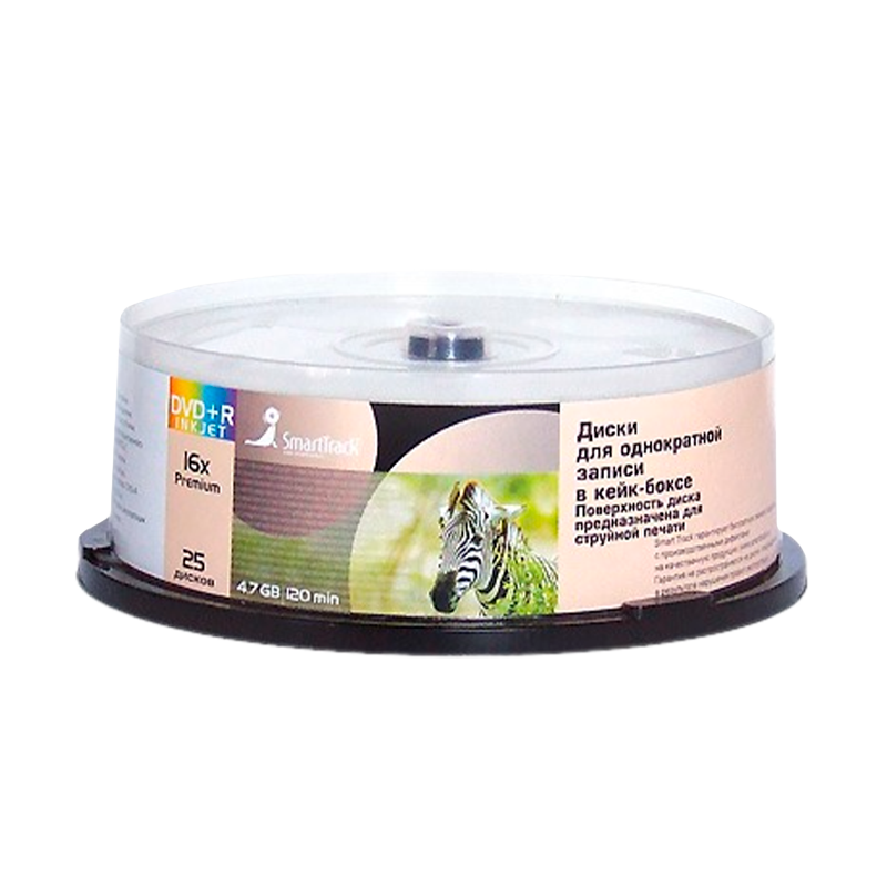 Диск DVD+R SmartTrack Inkjet print CB-25 4.7GB 16x 25шт. (25/250)