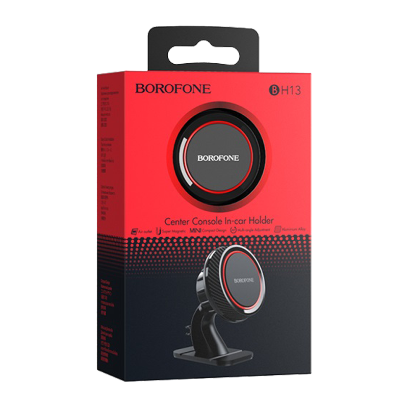 Держатель автомобильный Borofone BH13 липучка магнит черный красный (1/120)