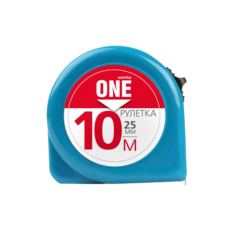 Рулетка измерительная Smartbuy ONE Tools 10м*25мм пластик фиксатор голубой (1/48)