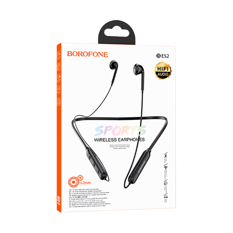 Наушники вставные Borofone BE52 bluetooth 5.0 с микр. черный (1/80)