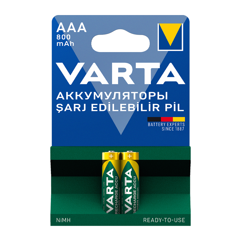Аккумулятор предзаряженный RTU Varta HR03 AAA BL2 NI-MH 800mAh (2/20/100)