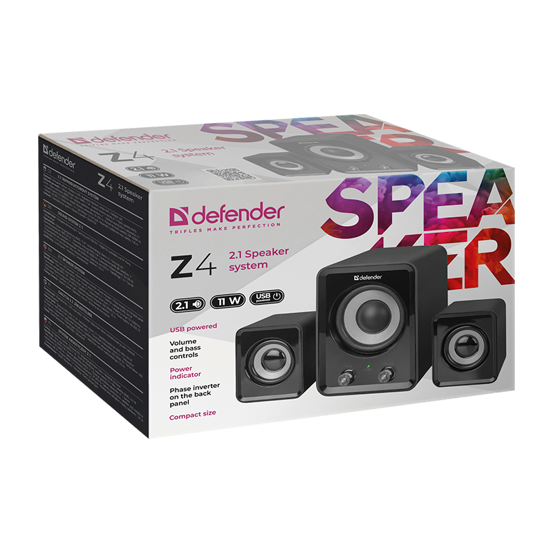 Колонки 2.1 Defender Z4 11W USB+Jack 3.5мм черный (1/12)