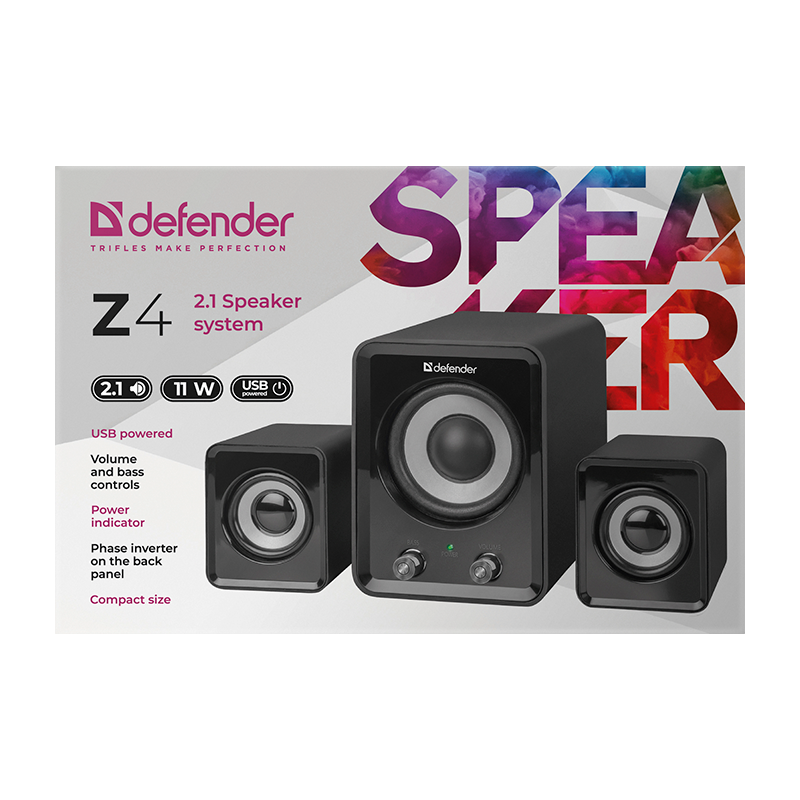Колонки 2.1 Defender Z4 11W USB+Jack 3.5мм черный (1/12)