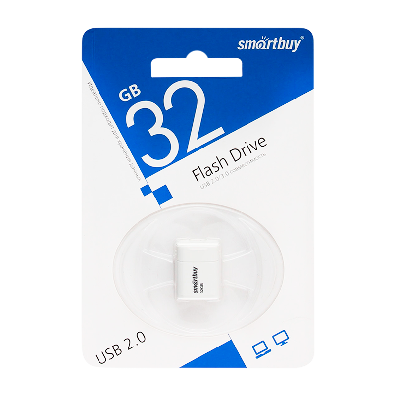 Флеш-накопитель Smartbuy Lara 32GB USB2.0 пластик белый