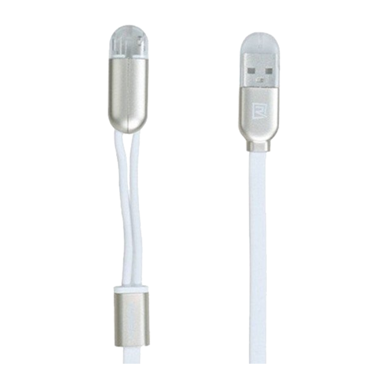 USB Кабель REMAX Binary 2in1 (Micro-Iphone 5/6/7/SE) (1M, 2.1A) RC-025t Белый