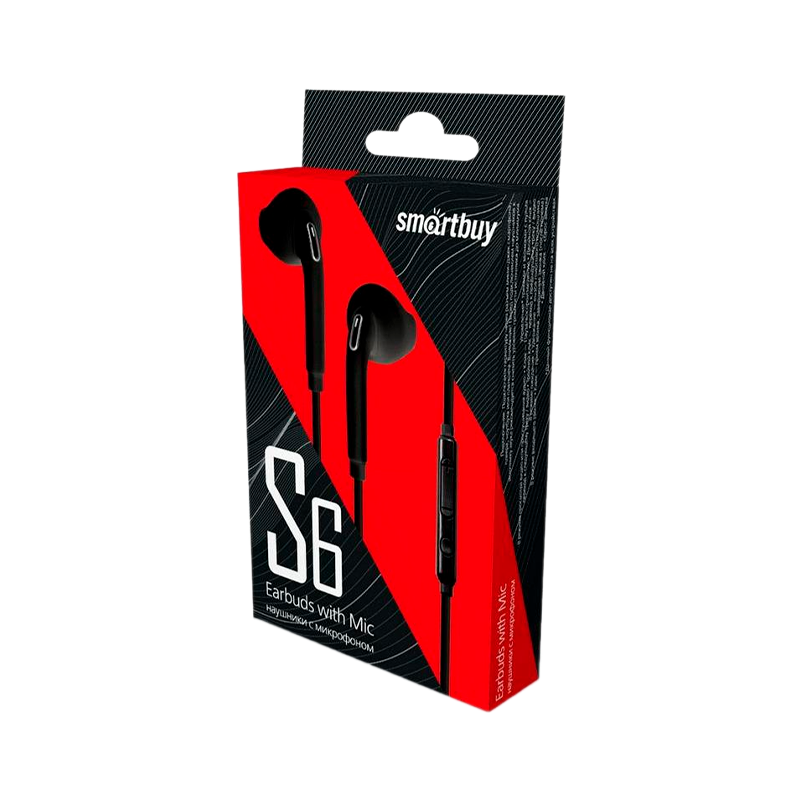 Наушники внутриканальные Smartbuy S6 с микр. черный (1/100)