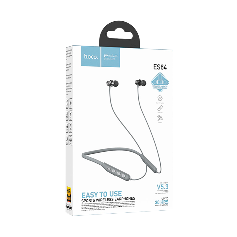 Наушники внутриканальные HOCO ES64 bluetooth 5.3 с микр. спорт. серый (1/150)
