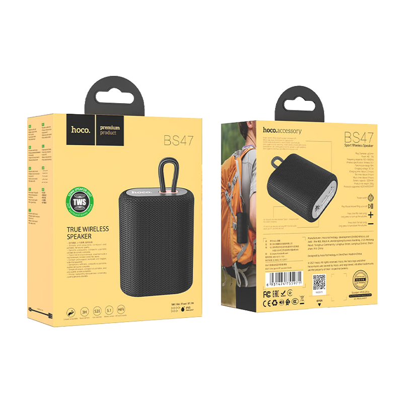 Портативная колонка HOCO BS47 bluetooth 5.0 microSD черный (1/60)