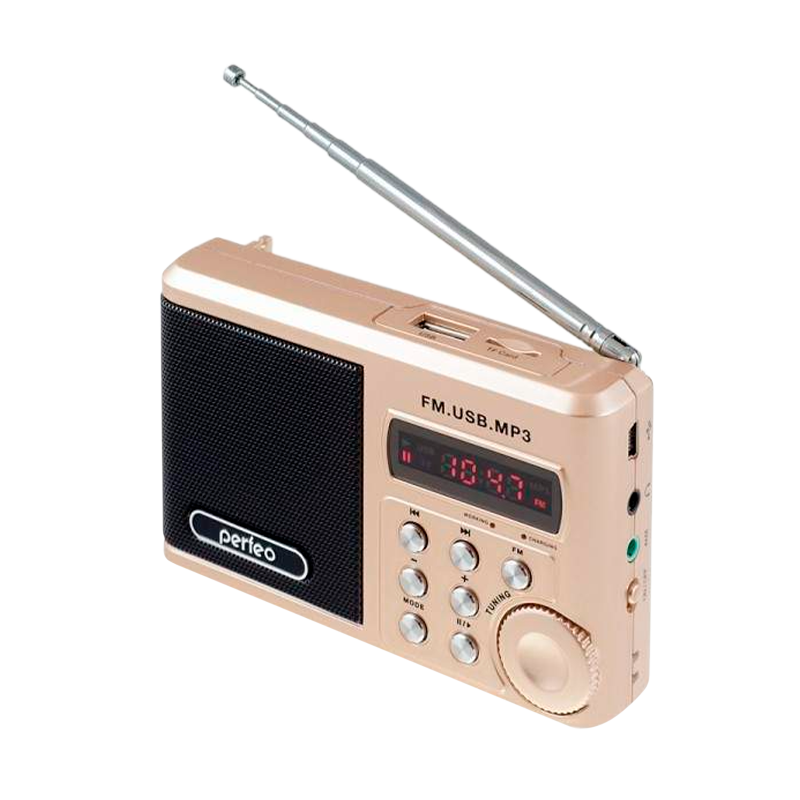Радиоприемник Perfeo SV922 SOUND RANGER 3W пластик microSD USB/Jack3.5 золотой