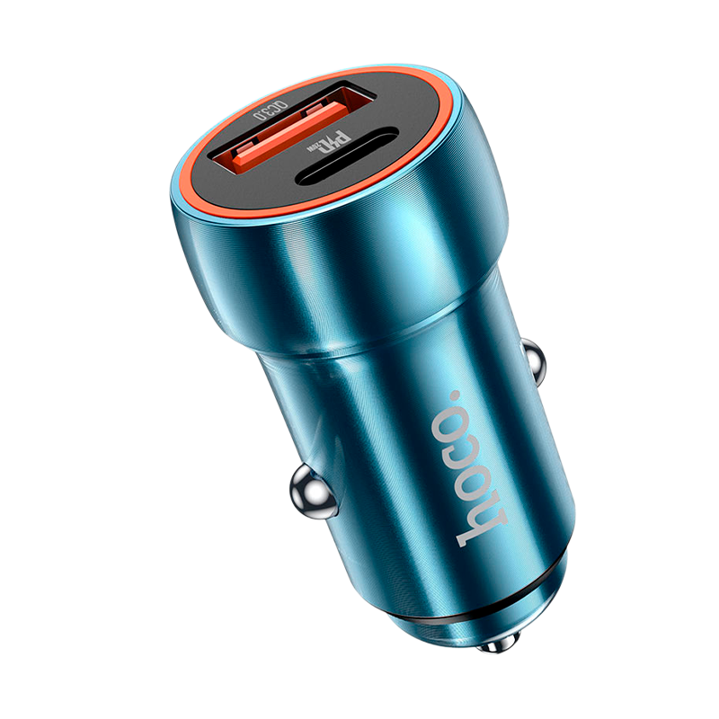 Автомобильное З/У HOCO Z46A 1USB/Type-C 3.0A 20W QC3.0 синий (1/13/130)