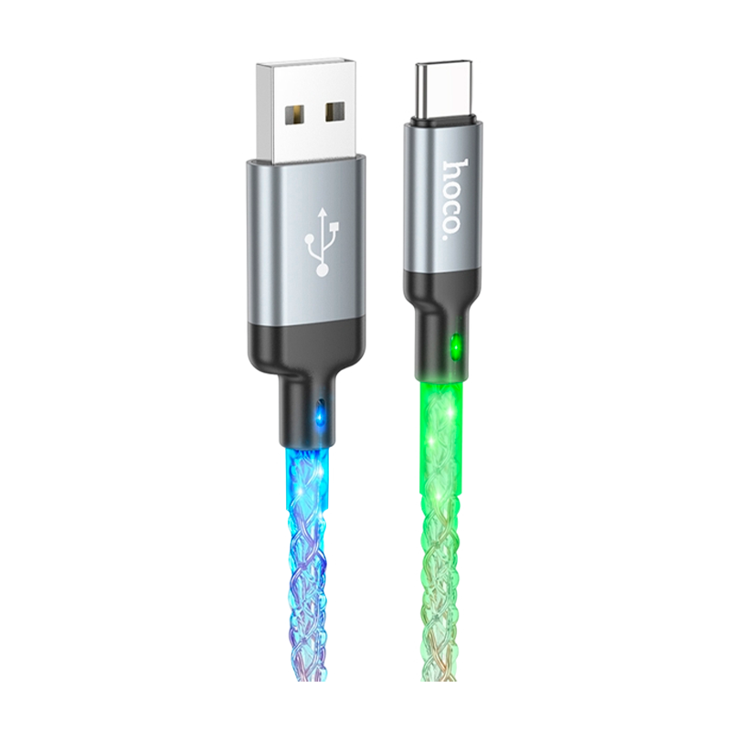 Кабель HOCO U112 USB (m)-Type-C (m) 1.0м 2.4A ПВХ серый (1/22/220)