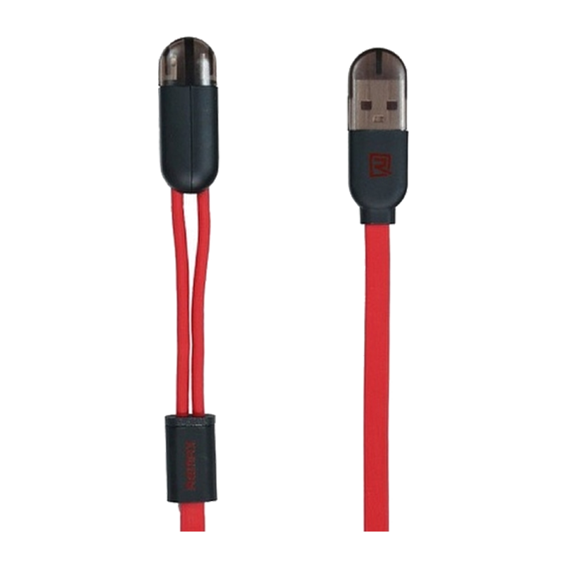 USB Кабель REMAX Binary 2in1 (Micro-Iphone 5/6/7/SE) 1M RC-025t Красный