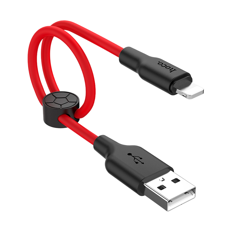 Кабель HOCO X21 Plus USB (m)-Lightning (m) 0.25м 2.4A силикон черный красный (1/30/300)
