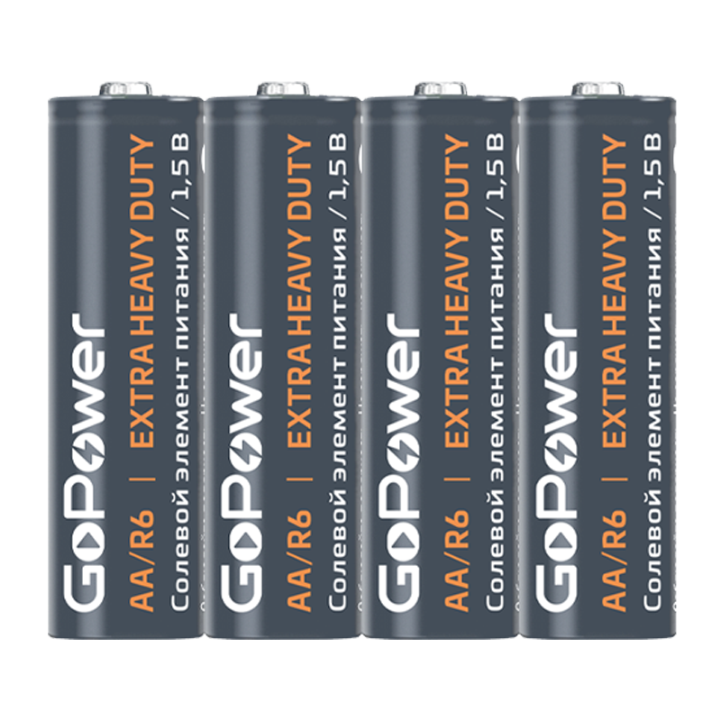 Батарейка GoPower R6 AA Shrink 4 Heavy Duty 1.5V (4/60/1200)