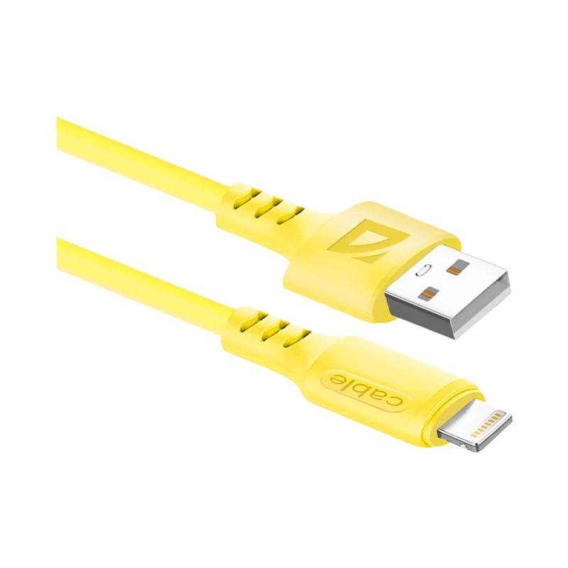 Кабель Defender F207 USB (m)-Lightning (m) 1.0м 2.4A желтый