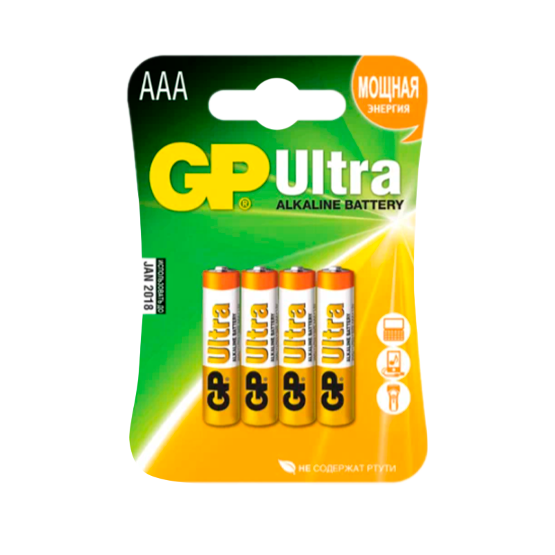 Батарейка GP ULTRA PLUS LR03 AAA BL4 Alkaline 1.5V (4/40/320)