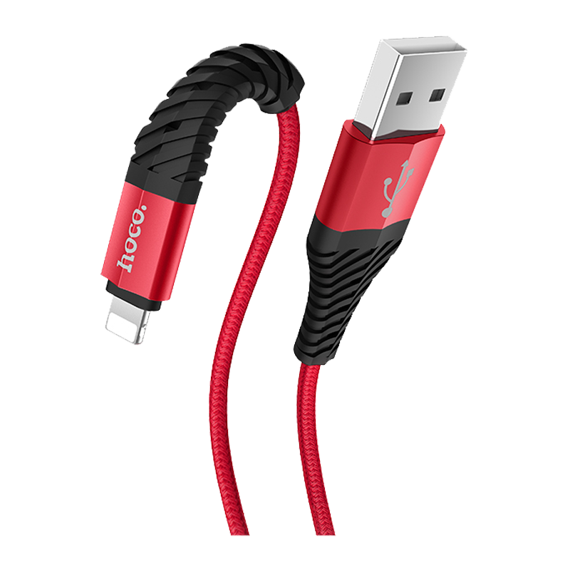 Кабель HOCO X38 USB (m)-Lightning (m) 1.0м 2.4A нейлон красный (1/30/300)