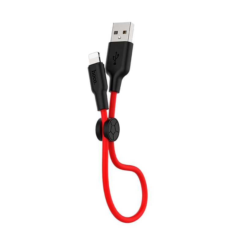 Кабель HOCO X21 Plus USB (m)-Lightning (m) 0.25м 2.4A силикон черный красный (1/30/300)