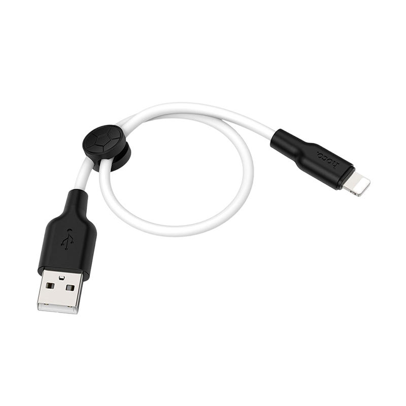 Кабель HOCO X21 Plus USB (m)-Lightning (m) 0.25м 2.4A силикон черный белый (1/30/300)