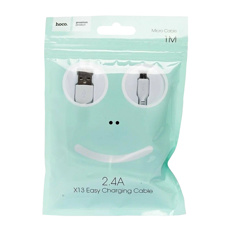 Кабель HOCO X13 USB (m)-microUSB (m) 1.0м 2.4A ПВХ белый (1/36/360)