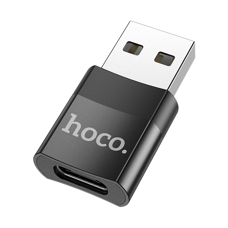 Адаптер HOCO UA17 USB (m)-Type-C (f) черный (1/37/370)