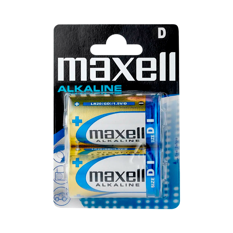 Батарейка Maxell LR20 D BL2 Alkaline 1.5V (2/24/120)