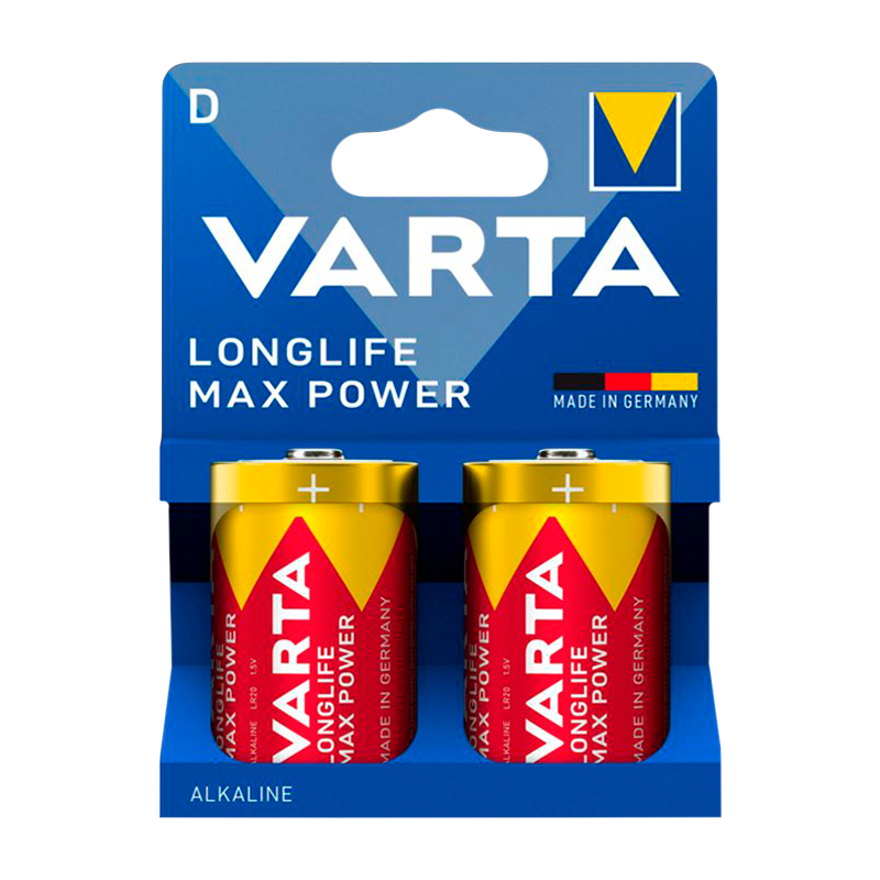 Батарейка Varta LONGLIFE MAX POWER (MAX TECH) LR20 D BL2 Alkaline 1.5V (4720) (2/20/100)