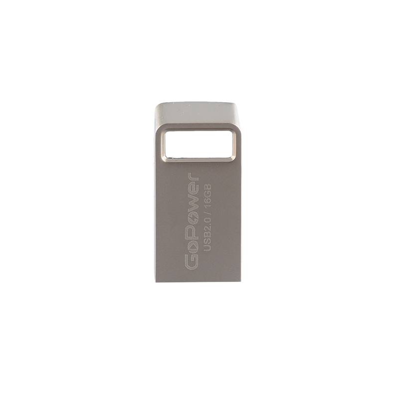 Флеш-накопитель GoPower MINI 16GB USB2.0 металл серебряный (1/50/1000)