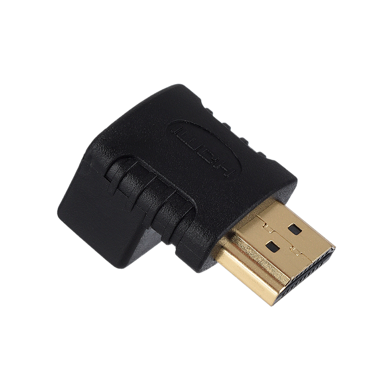 Переходник GoPower HDMI (m)-HDMI (f) угловой 4K 60Hz черный в пакете (1/500)