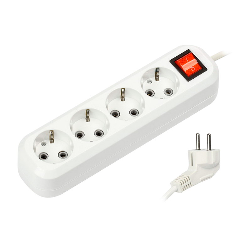 Удлинитель Smartbuy 4р.С/З 16A 2.0м с выкл. ПВС 3x1мм² белый (1/40)