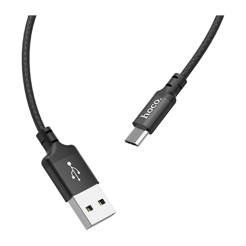 Кабель HOCO X14 USB (m)-microUSB (m) 2.0м 1.7A нейлон черный (1/33/330)