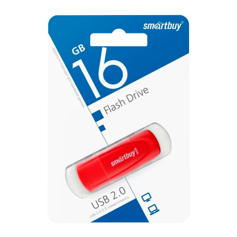 Флеш-накопитель Smartbuy Scout 16GB USB2.0 пластик красный