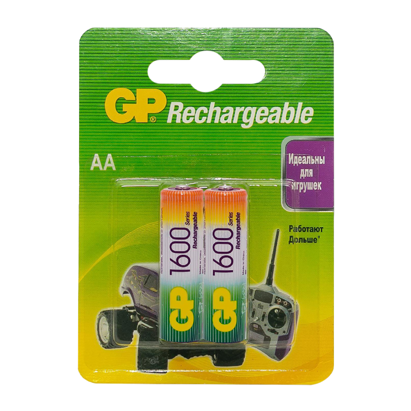 Аккумулятор бытовой GP HR6 AA BL2 NI-MH 1600mAh в бумажной упаковке (2/20/160)