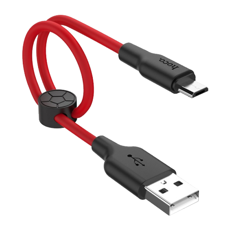 Кабель HOCO X21 Plus USB (m)-microUSB (m) 1.0м 2.4A силикон черный красный (1/28/168)