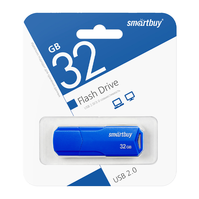 Флеш-накопитель Smartbuy Clue 32GB USB2.0 пластик синий