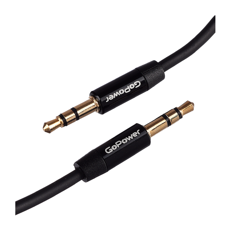 Кабель AUX GoPower Jack 3.5mm (m)-Jack 3.5mm (m) 1.0м TPE черный Premium Zip-Lock c подвесом (1/500)
