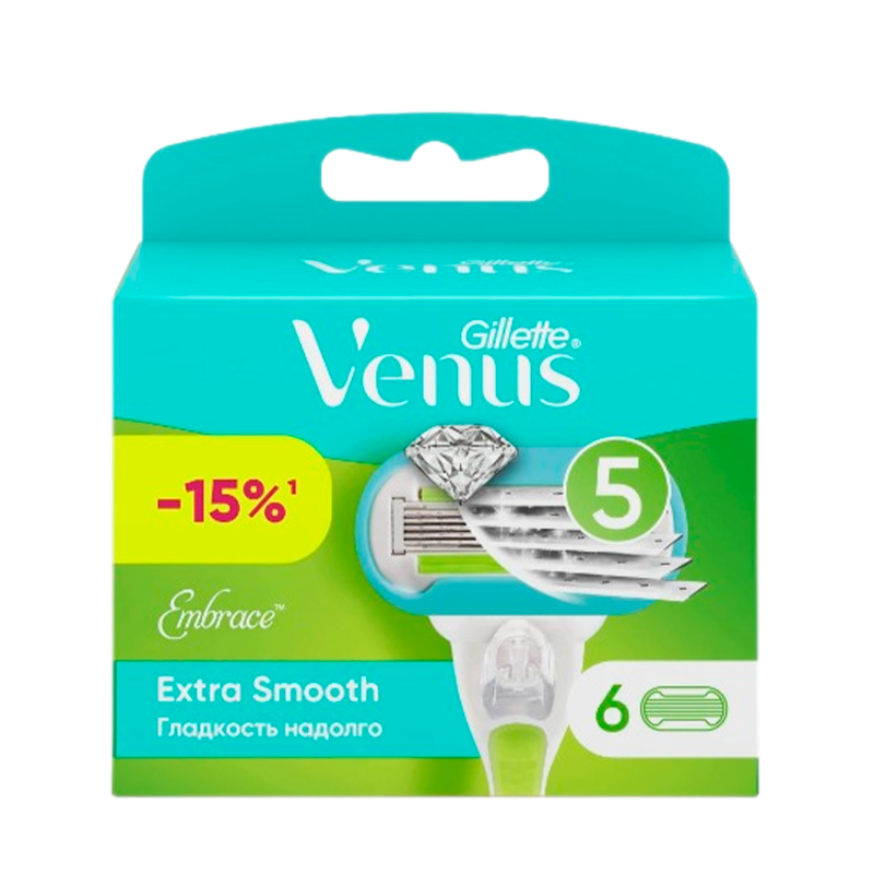 Сменные кассеты Gillette Venus EMBRACE Extra Smooth (RUS) 5 лезвий 6шт. (цена за 1 шт) (6/60)
