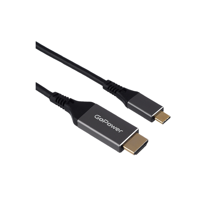 Кабель GoPower Type-C (m)-HDMI (m) 2.0м ПВХ 4K 60Hz черный Premium Zip-Lock c подвесом (1/100)