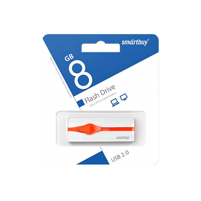 Флеш-накопитель Smartbuy Comet 8GB USB2.0 пластик белый