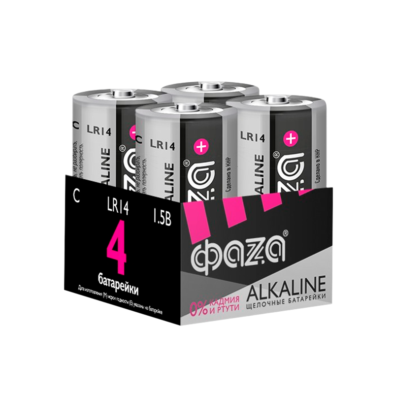 Батарейка Фаzа LR14 C BOX4 Alkaline 1.5V (4/24/96)