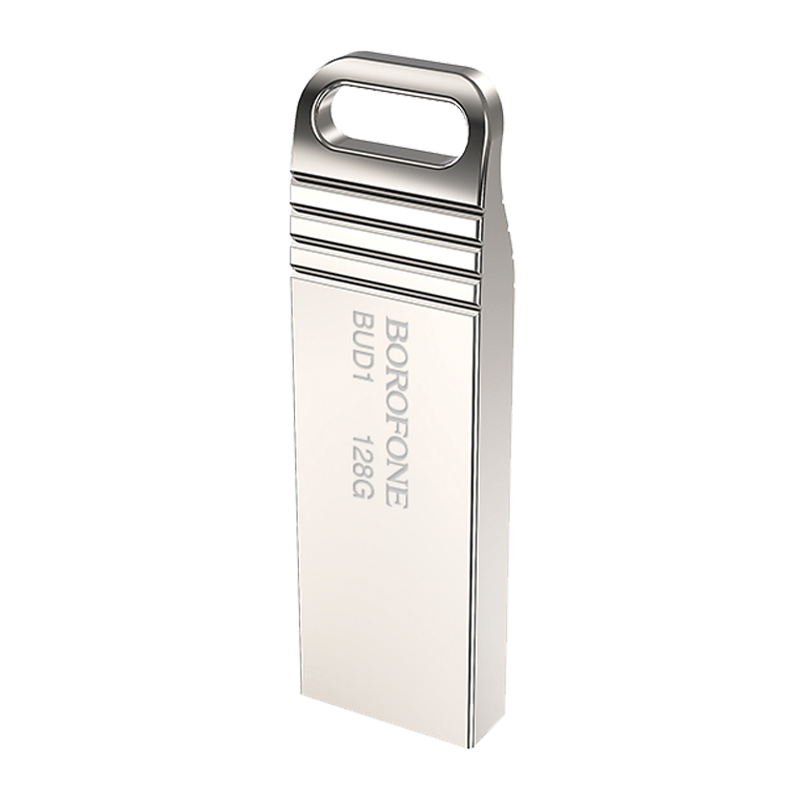 Флеш-накопитель Borofone Nimble BUD1 128GB USB2.0 металл серебряный (1/40/320)