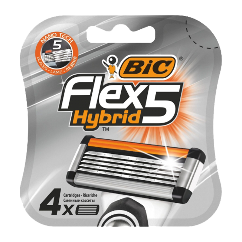 Сменные кассеты BIC "Flex 5 Hybrid" 5 лезвий 4шт. (цена за 1 шт) (4/24/96)