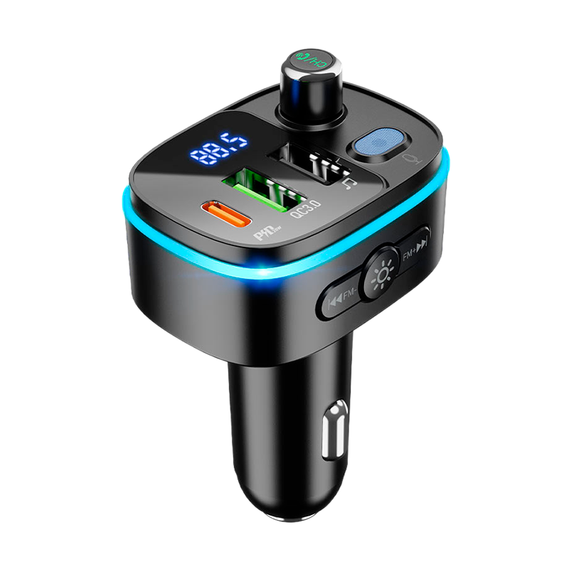 FM-трансмиттер HOCO E62 2USB+Type-C microSD bluetooth 5.0 черный (1/120)